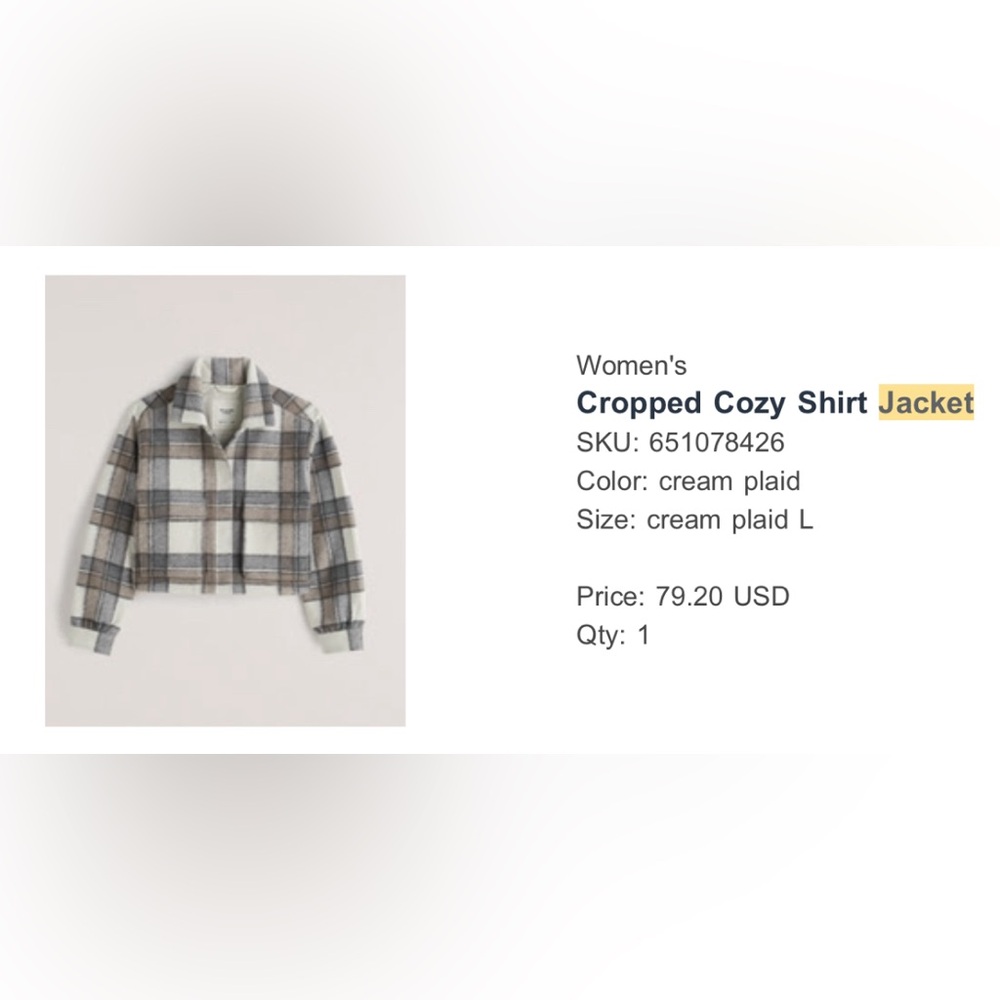 Abercrombie Cropped Plaid Jacket